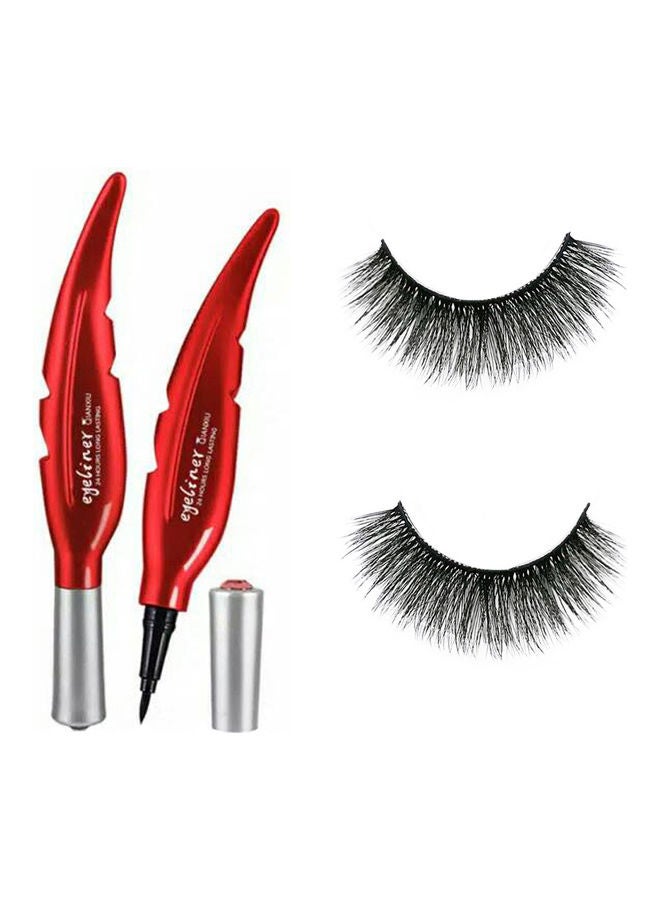 QIANXIU Eye Liner With Handmade False Eyelashes Black - Image 1