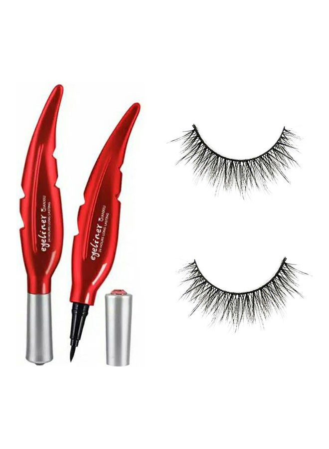 QIANXIU Eye Liner With Handmade False Eyelashes Black - Image 1