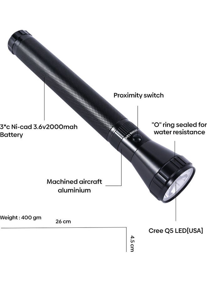 سترونج لايت - مصباح يدوي LED قابل للشحن أسود 30سم - Image 1