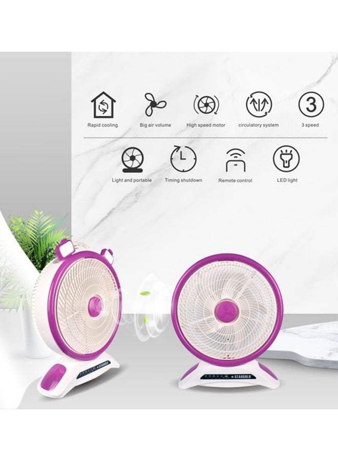 ستارجولد مروحة طاولة LED قابلة للشحن مع جهاز تحكم عن بعد SG-4048 أرجواني سادة - Image 4