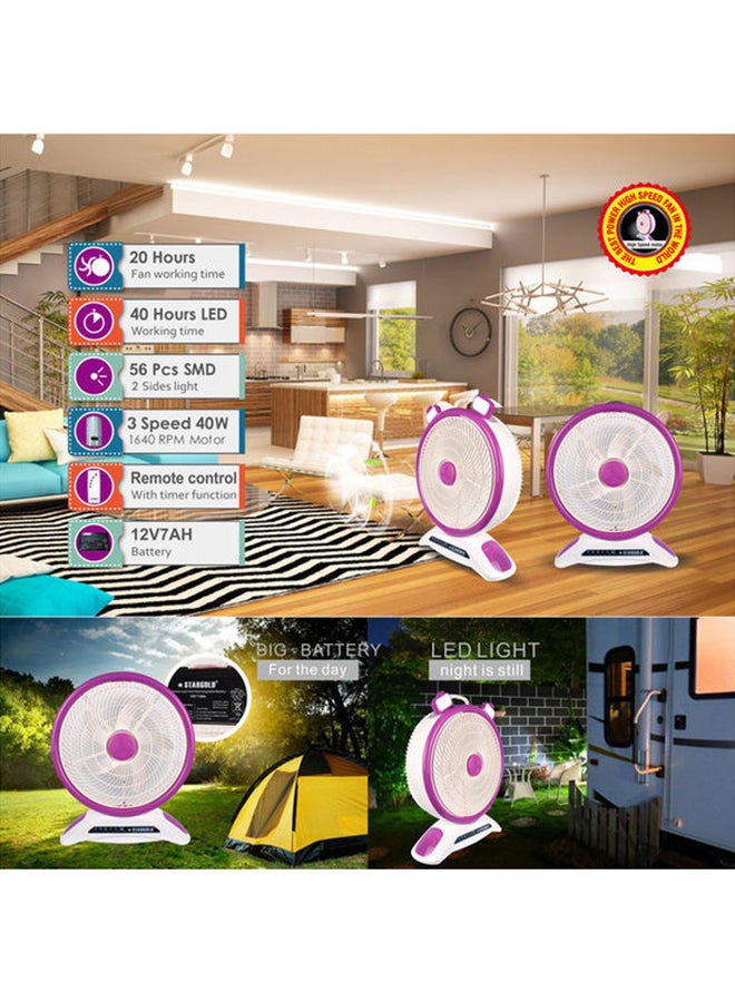 ستارجولد مروحة طاولة LED قابلة للشحن مع جهاز تحكم عن بعد SG-4048 أرجواني سادة - Image 5