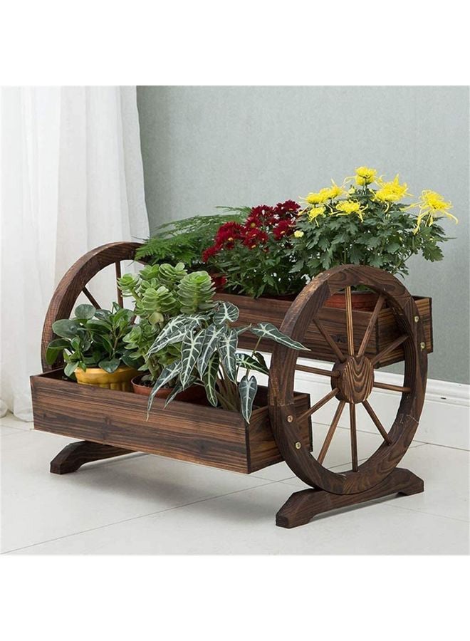 لينجوي أصيص نباتات مزدوج العجلات بني 66x56x63سم - Image 5