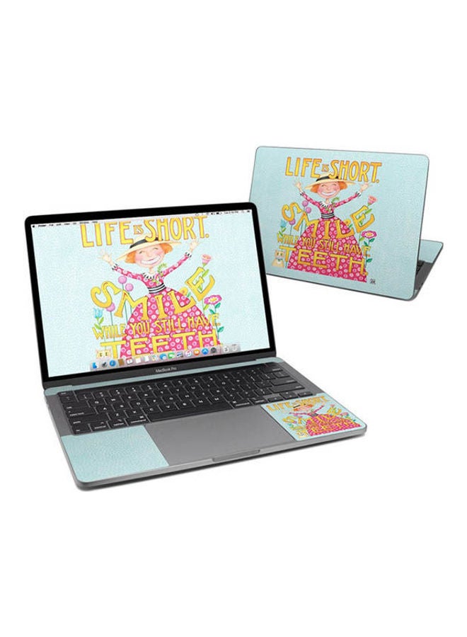 Life Is Short Skin Cover For Macbook Pro Multicolour 