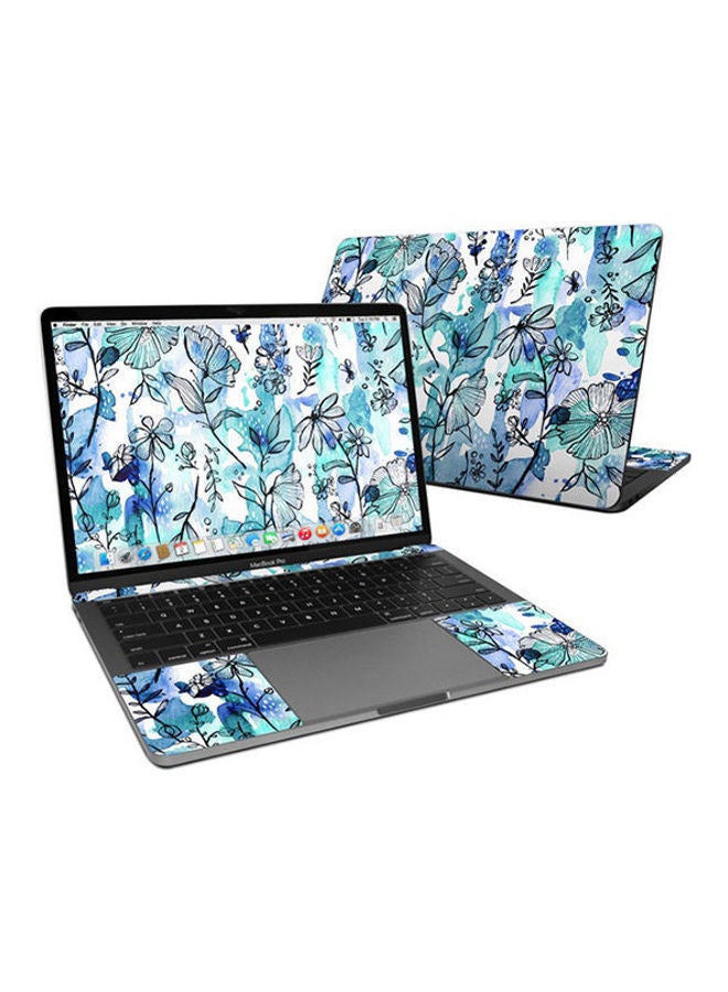 Ink Floral Skin Cover For Macbook Pro Pre 2020 Blue 