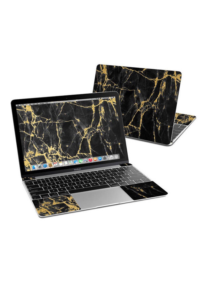 Gold Marble Skin Cover For Macbook Black