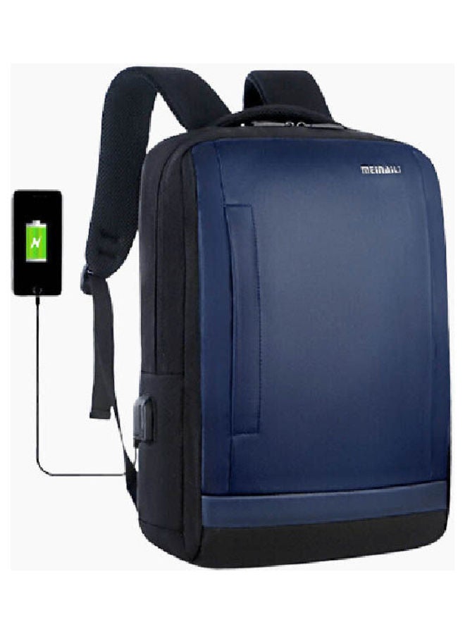 MEINAILI - Business Waterproof Laptop Backpack Built In Usb Port Headphone Jack Blue - Image 1
