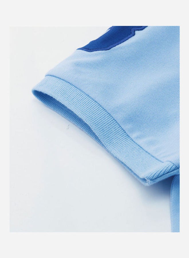 GIORDANO - Embroidered 3D Lion Logo Detail Polo Blue - Image 1