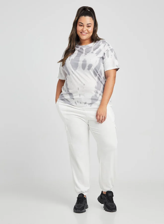 Closet By Styli Tie-Dye Printed Oversized T-Shirt Grey/White