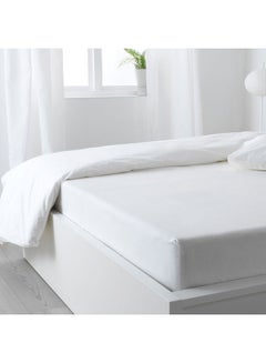 Hotel Linen Klub Deyarco Hotel Linen Klub Double Fitted Sheet 350TC 100% Long Staple Sateen Waeve Luxurious Quality With Elasticized Deep Pocket Cotton White 140x200cm  - Image 1