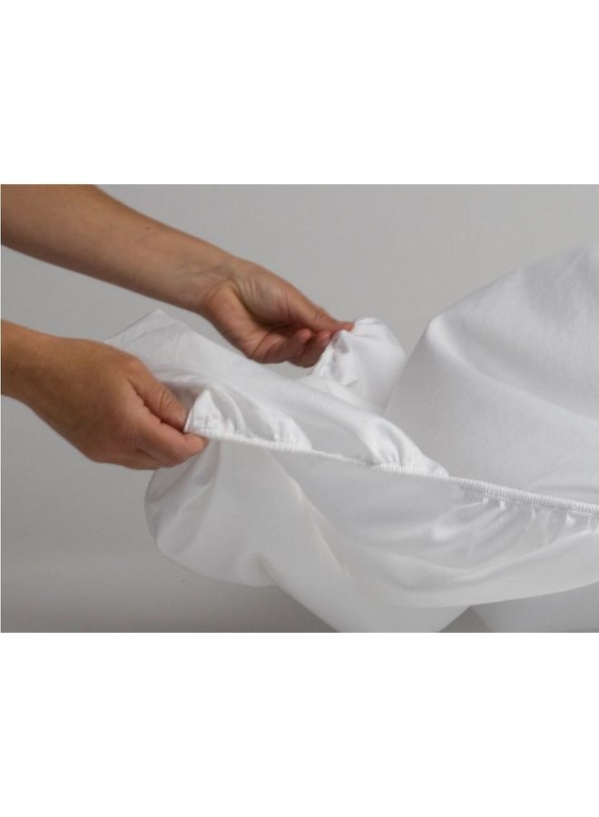 Hotel Linen Klub - Deyarco Hotel Linen Klub Double Fitted Sheet 350TC 100% Long Staple Sateen Waeve Luxurious Quality With Elasticized Deep Pocket Cotton White 140x200cm - Image 1