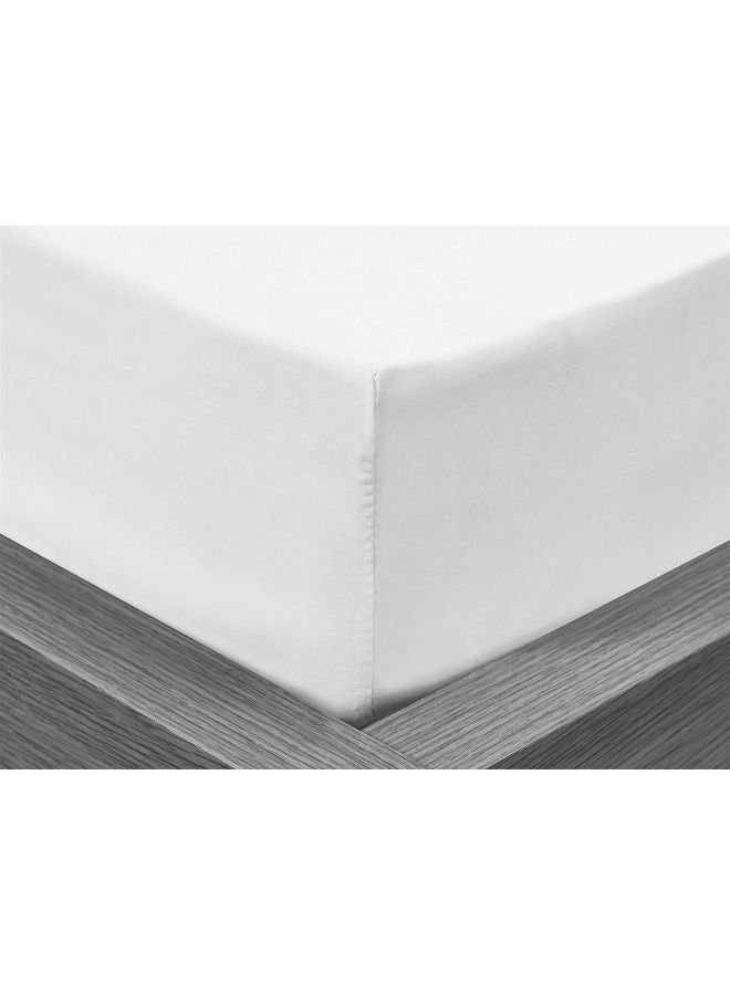 Deyarco Hotel Linen Klub Single Fitted Sheet 350TC 100% Long Staple Sateen Waeve Luxurious Quality With Elasticized Deep Pocket Cotton White 90x200cm - v1639291938/N52135333A_2