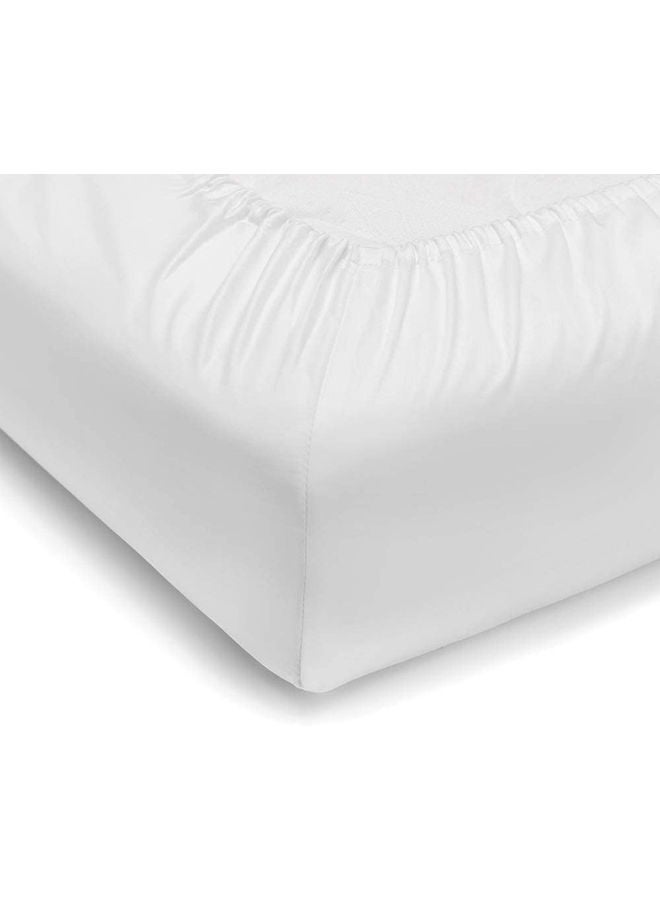 Deyarco Hotel Linen Klub Single Fitted Sheet 350TC 100% Long Staple Sateen Waeve Luxurious Quality With Elasticized Deep Pocket Cotton White 90x200cm - v1639291938/N52135333A_3