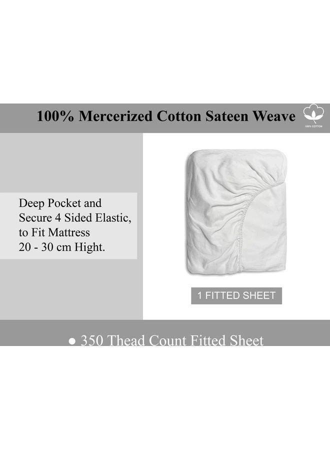 Deyarco Hotel Linen Klub Single Fitted Sheet 350TC 100% Long Staple Sateen Waeve Luxurious Quality With Elasticized Deep Pocket Cotton White 90x200cm - v1639291938/N52135333A_5