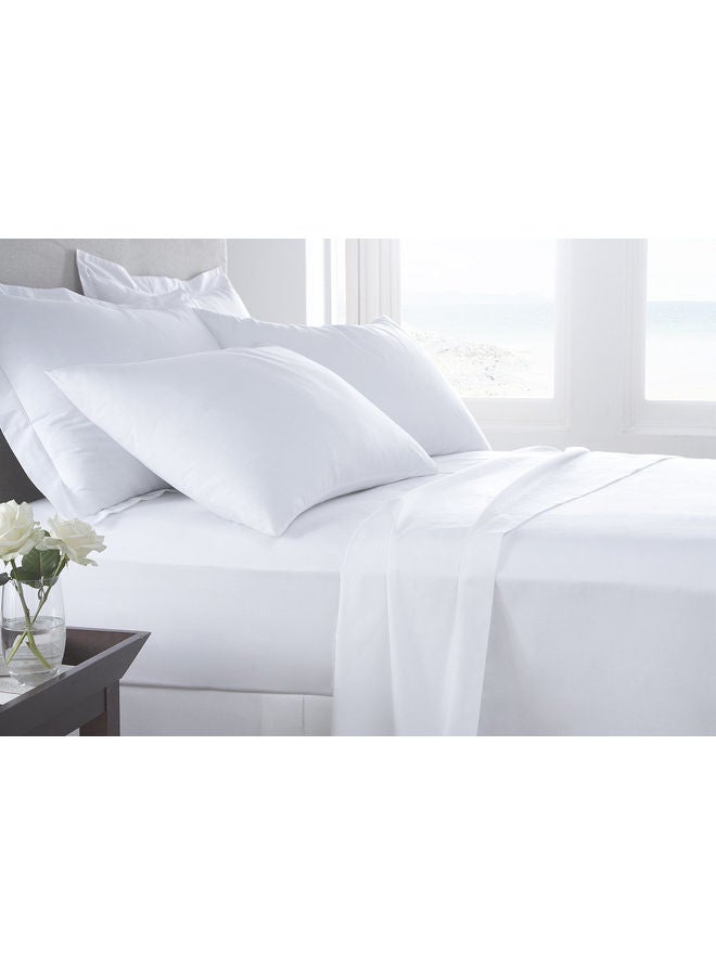 3-Piece Deyarco Hotel Linen Klub Single Bed Sheet 350TC 100% Long Staple Sateen Luxury Quality Cotton White 180x280cm 