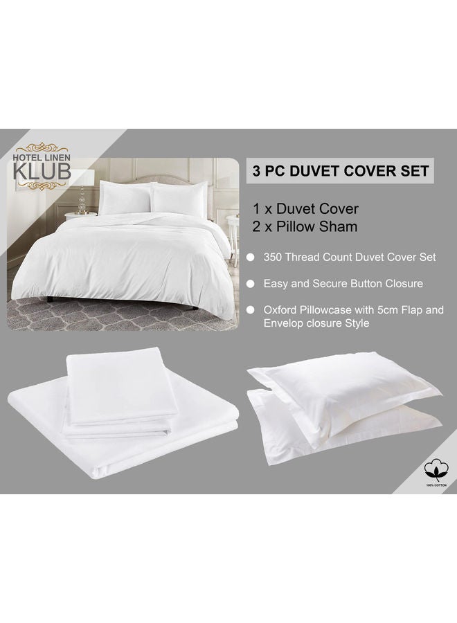 Hotel Linen Klub 3-Piece Deyarco Hotel Linen Klub Double Duvet Cover 350TC 100% Long Staple Sateen Luxury Quality With Easy Button Closure Cotton White  - Image 5