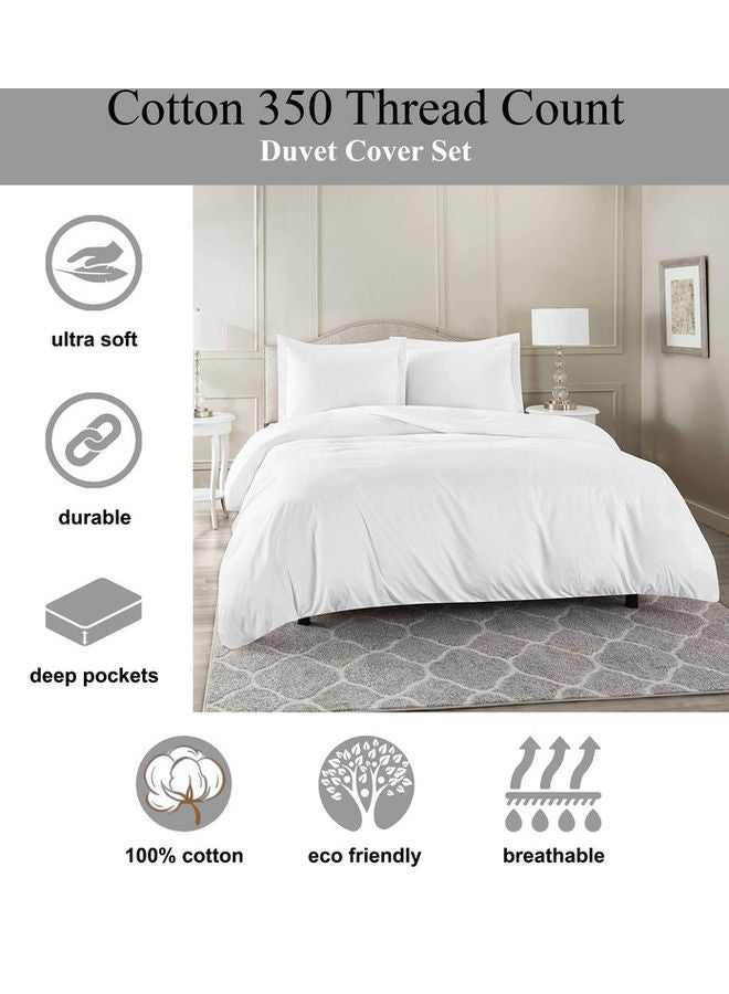 Hotel Linen Klub 3-Piece Deyarco Hotel Linen Klub Double Duvet Cover 350TC 100% Long Staple Sateen Luxury Quality With Easy Button Closure Cotton White  - Image 3