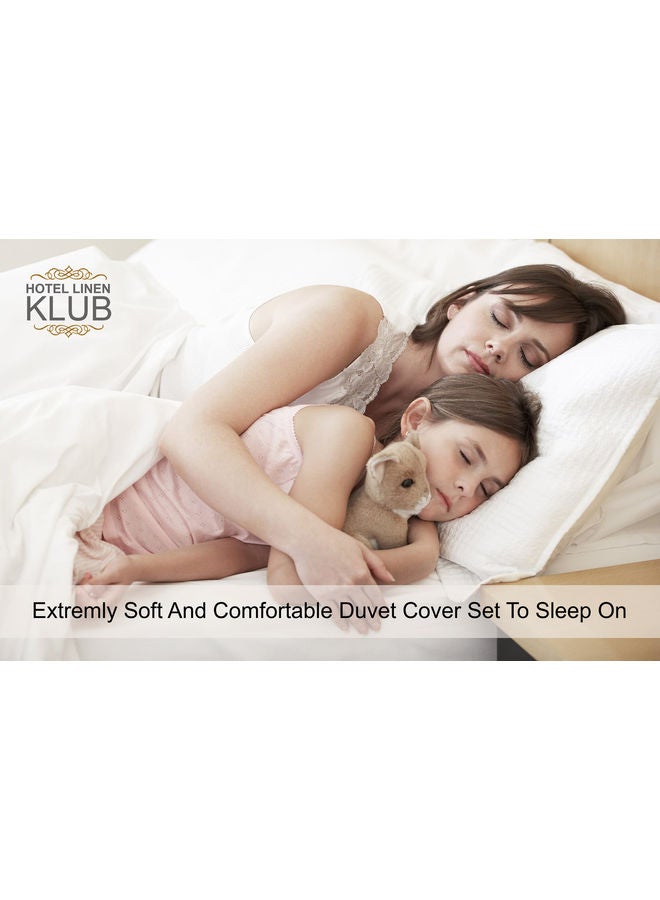 Hotel Linen Klub Queen Duvet Cover 3PC Set - 350TC 100% Long Staple Cotton, Sateen, Luxury Quality, Easy Button Closure, Size: 220 x 230cm + 2PC Pillow Sham 50x75+5 cm Cotton White  - Image 4