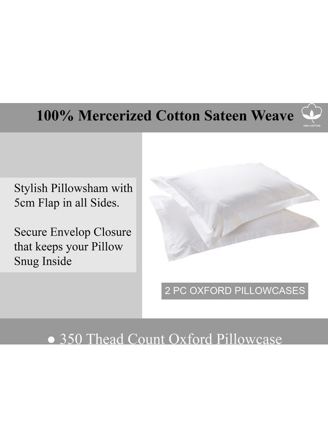 Hotel Linen Klub - Oxford King Pillowcase 2PC Set- 350TC 100% Long Staple Cotton Sateen, Luxury Quality DHK-PC-350T- KNG Cotton White 50x90cm - Image 1