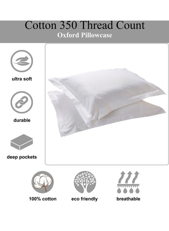 Hotel Linen Klub - Oxford King Pillowcase 2PC Set- 350TC 100% Long Staple Cotton Sateen, Luxury Quality DHK-PC-350T- KNG Cotton White 50x90cm - Image 1