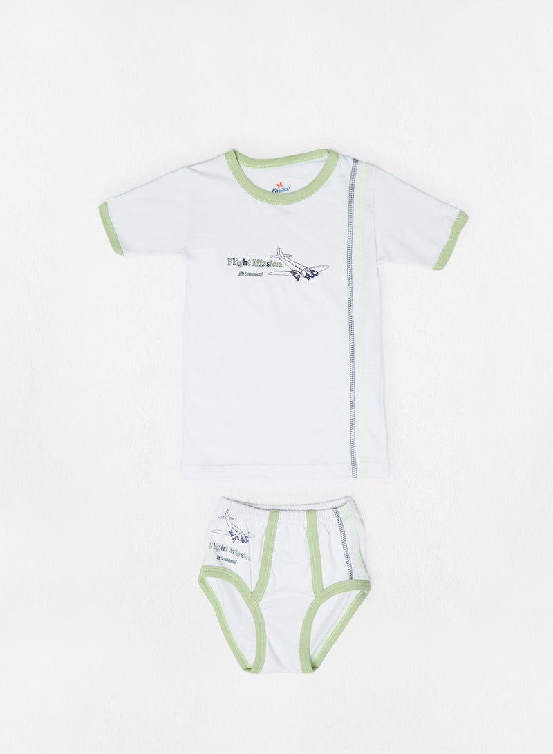 Papillon - Kids/Teen Slogan Print T-Shirt Set Green - Image 1