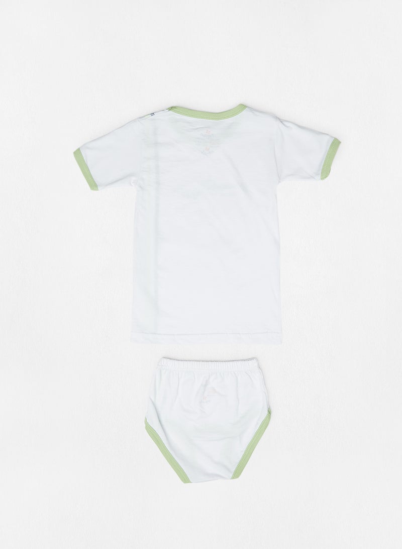 Papillon - Kids/Teen Slogan Print T-Shirt Set Green - Image 1
