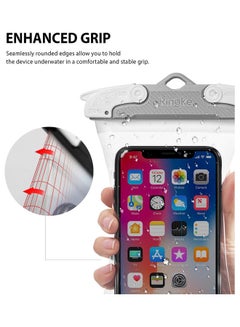 Ringke Waterproof Phone Case IPX8 Sealed Clear Dry Bag with Lanyard Strap for iPhone, Samsung, Huawei White  - Image 4