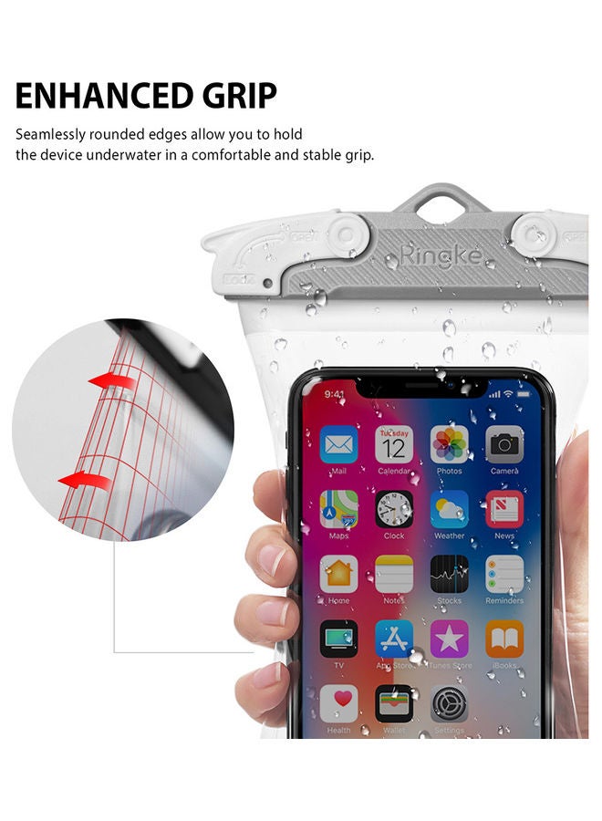 Ringke Waterproof Phone Case IPX8 Sealed Clear Dry Bag with Lanyard Strap for iPhone, Samsung, Huawei White  - Image 4