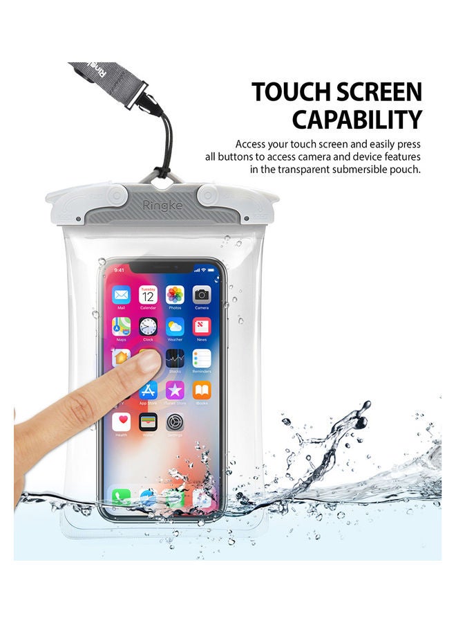 Ringke Waterproof Phone Case IPX8 Sealed Clear Dry Bag with Lanyard Strap for iPhone, Samsung, Huawei White  - Image 5