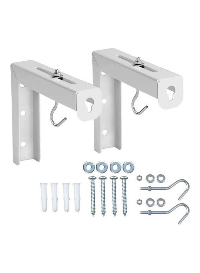 Wownect Adjustable Projector Screen 6 inch Mounting L-Bracket Wall Mount With Hook White  - Image 1