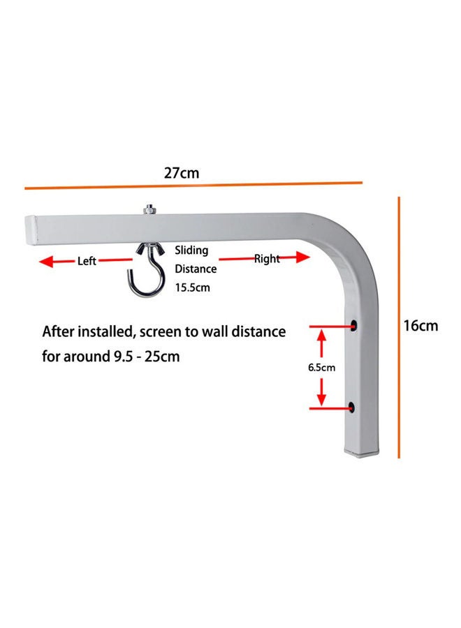 Wownect - Adjustable Projector Screen 10 inch Mounting L-Bracket Wall Mount With Hook White - Image 1