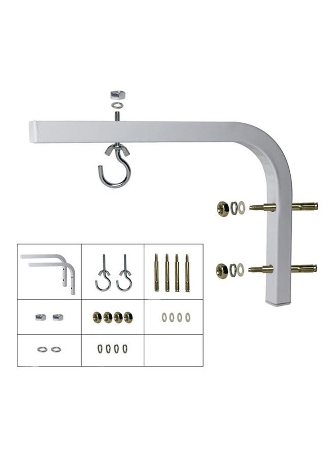 Wownect - Adjustable Projector Screen 10 inch Mounting L-Bracket Wall Mount With Hook White - Image 1