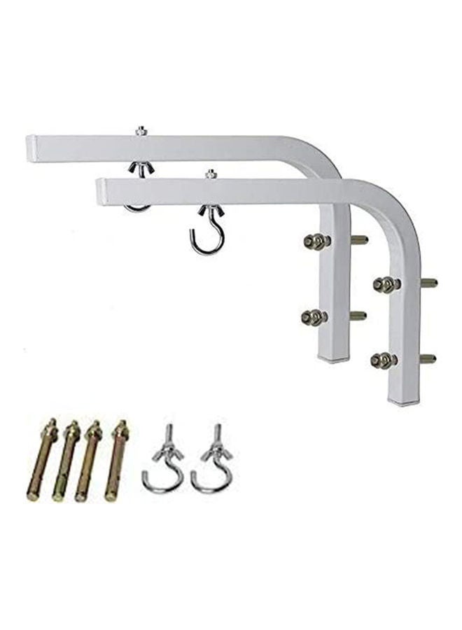 Wownect - Adjustable Projector Screen 10 inch Mounting L-Bracket Wall Mount With Hook White - Image 1