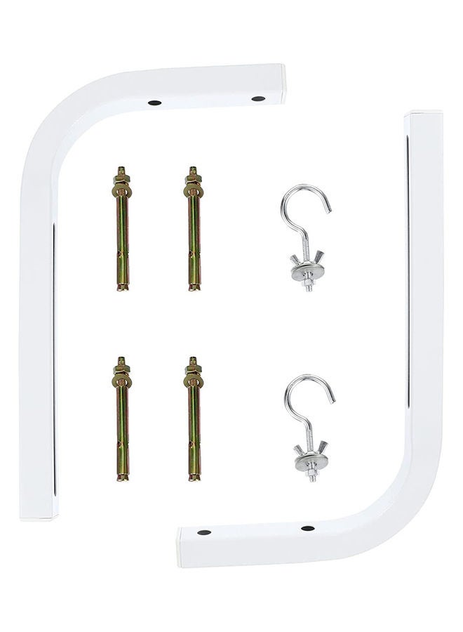 Wownect - Adjustable Projector Screen 10 inch Mounting L-Bracket Wall Mount With Hook White - Image 1