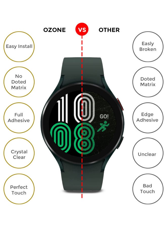 O Ozone 2 Pack Tempered Glass Protector for Samsung Galaxy Watch 4 44mm Clear - Image 4