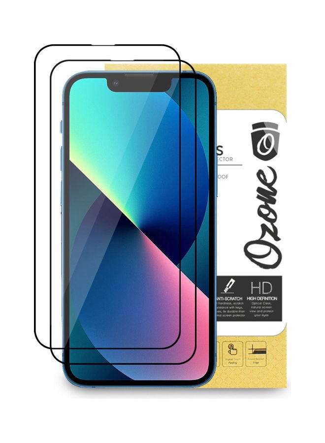 O Ozone Pack of 2 HD Tempered Glass Protector for Apple iPhone 13 Pro/iPhone 13 Black  - Image 1