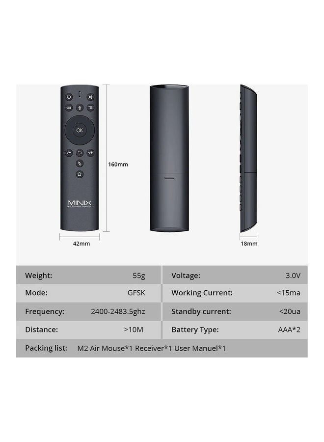 Minix - NEO M2 2.4G Motion Air Mouse Remote with Voice Six-Axis Gyroscope Remote for Smart TV Box, PC Black - Image 1