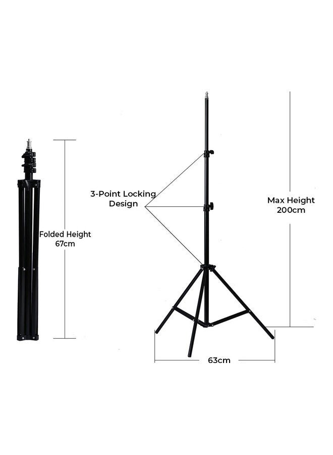 O Ozone Pack of 2 Professional Photography Studio Light Stand Tripod for Reflectors, Lights, Umbrellas, DSLR 1/4 inch Thread Mount Black - Image 2