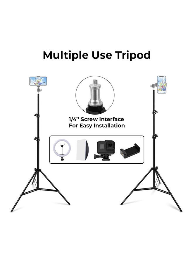 O Ozone Pack of 2 Professional Photography Studio Light Stand Tripod for Reflectors, Lights, Umbrellas, DSLR 1/4 inch Thread Mount Black - Image 4