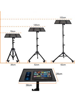 Wownect Pack of 2 Universal Workstation Projector Tripod Stand with Wheels Black  - Image 2