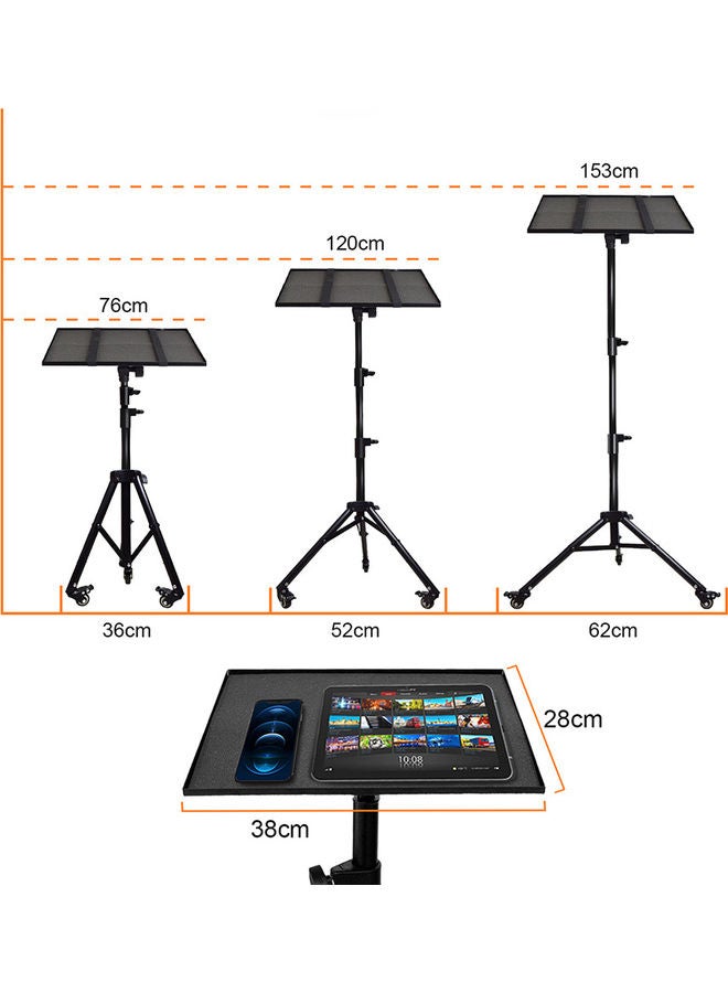 Wownect - Pack of 2 Universal Workstation Projector Tripod Stand with Wheels Black - Image 1
