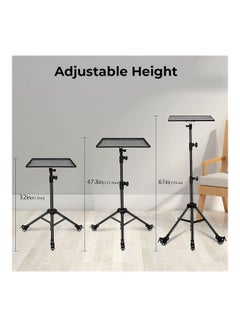 Wownect Pack of 2 Universal Workstation Projector Tripod Stand with Wheels Black  - Image 3