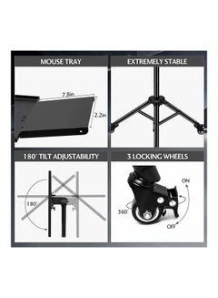 Wownect Pack of 2 Universal Workstation Projector Tripod Stand with Wheels Black  - Image 4