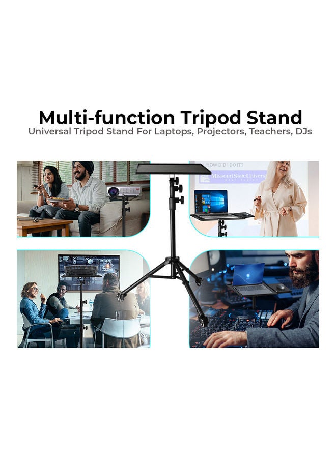 Wownect - Pack of 2 Universal Workstation Projector Tripod Stand with Wheels Black - Image 1