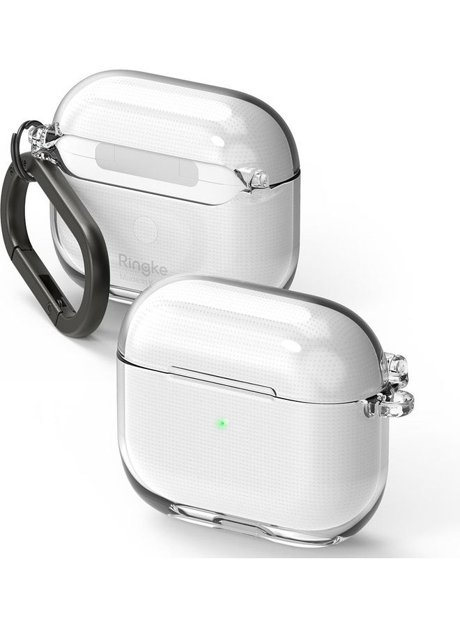 Ringke - Shockproof Shell Protective Cover with Keychain Carabiner for Apple AirPods 3rd Gen Clear - Image 1