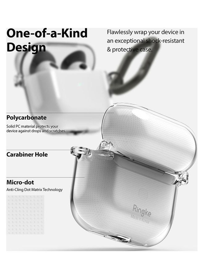Ringke - Shockproof Shell Protective Cover with Keychain Carabiner for Apple AirPods 3rd Gen Clear - Image 1