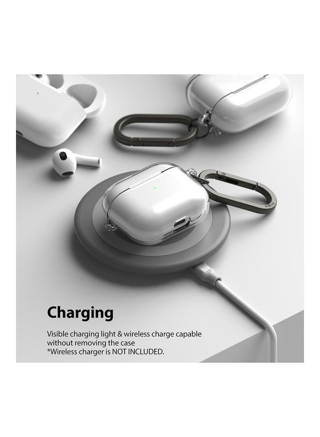 Ringke - Shockproof Shell Protective Cover with Keychain Carabiner for Apple AirPods 3rd Gen Clear - Image 1