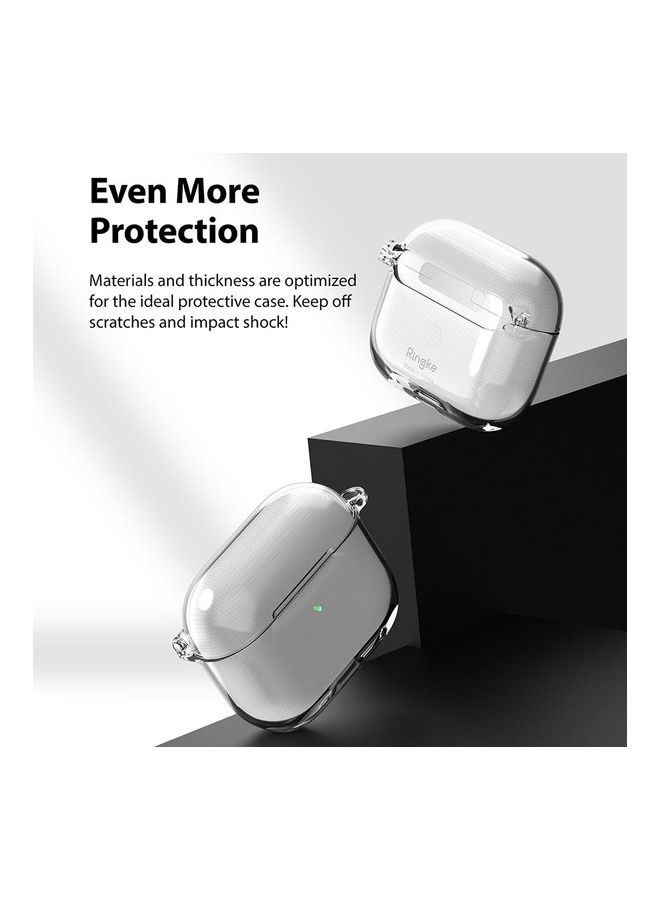 Ringke - Shockproof Shell Protective Cover with Keychain Carabiner for Apple AirPods 3rd Gen Clear - Image 1