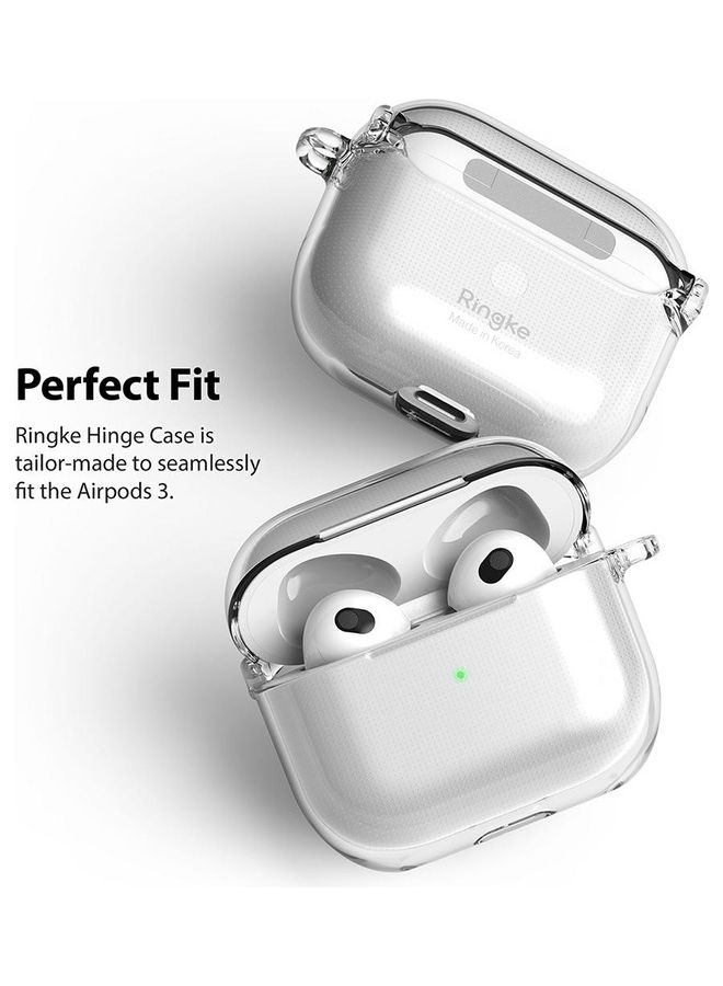 Ringke - Shockproof Shell Protective Cover with Keychain Carabiner for Apple AirPods 3rd Gen Clear - Image 1