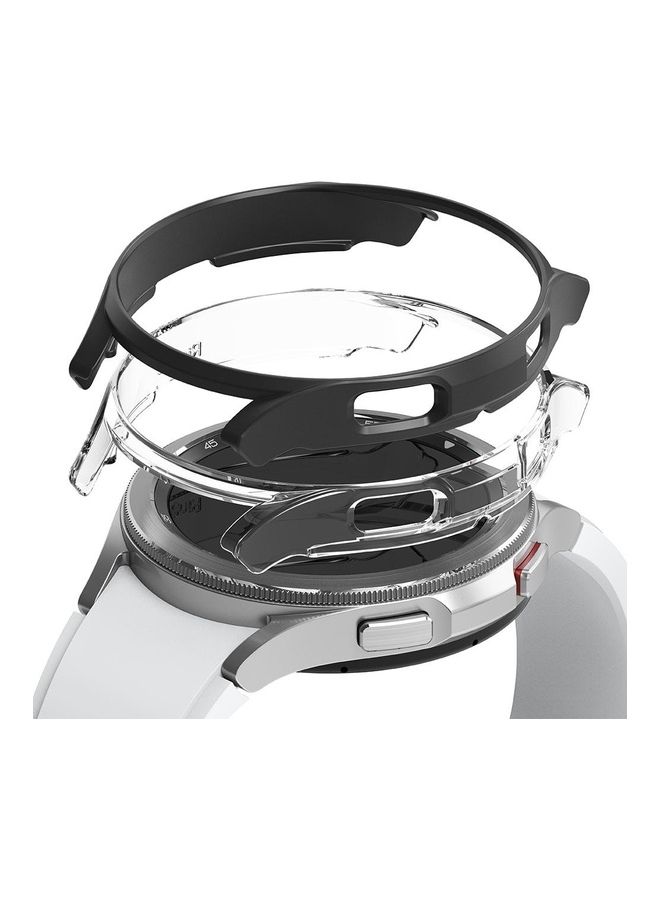 رينجك مجموعة أغطية حماية متينة مضادة للخدش بحافة كاملة من قطعتين لهاتف سامسونج جالاكسي 4 كلاسيك مقاس 46 مم شفاف/ أسود - Image 1