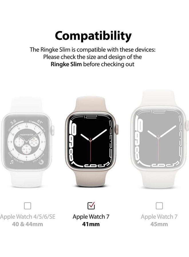 Ringke 2 Piece Premium PC Anti-Scratch Full Edge Rugged Slim Case for Apple Watch Series 7 41mm Clear/Matte Black - Image 2